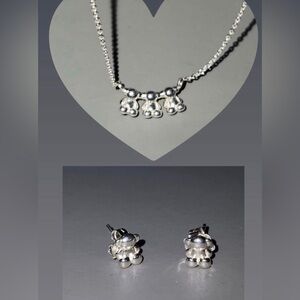 Tous Silver Necklace and Earring Set